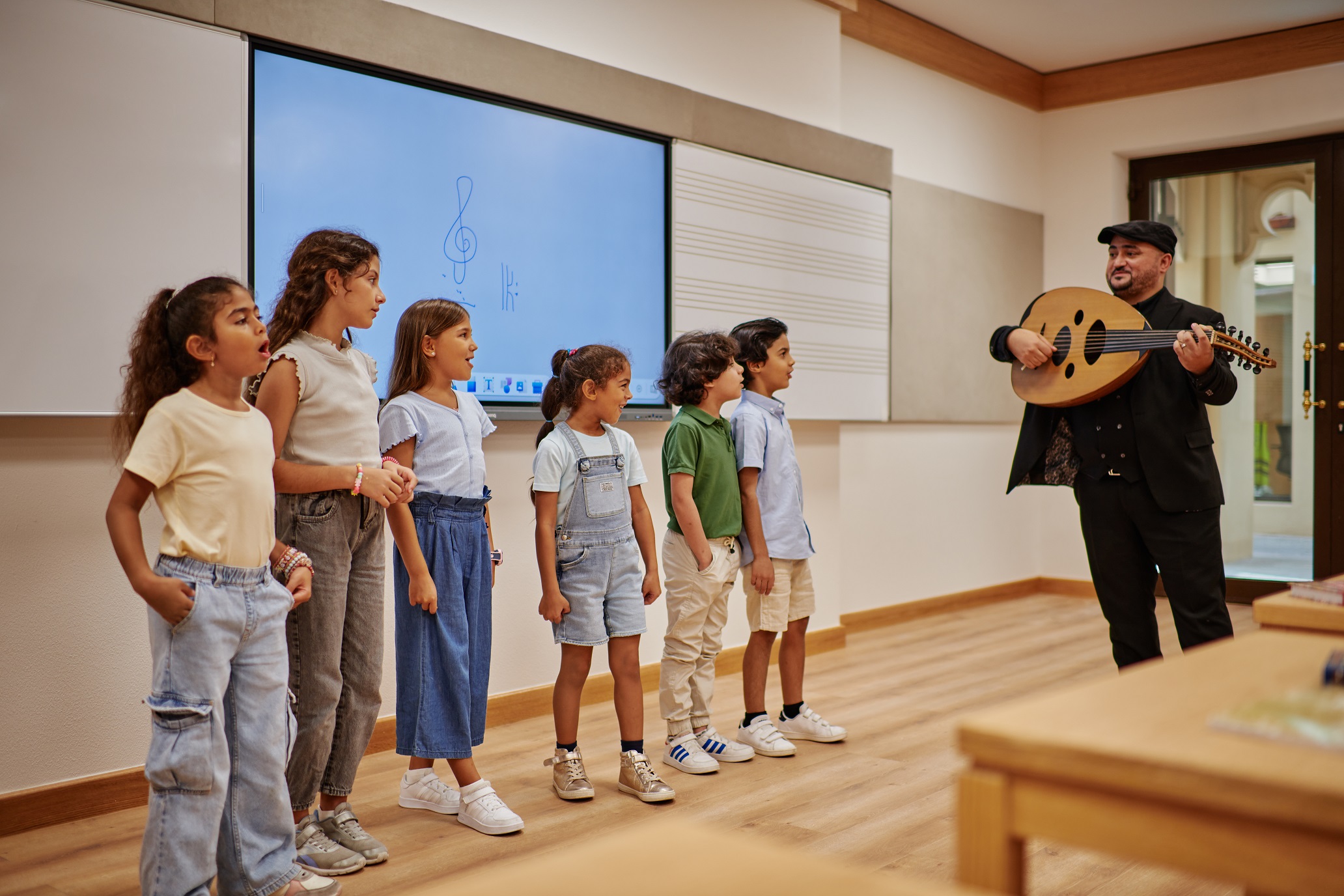 Children in a music class